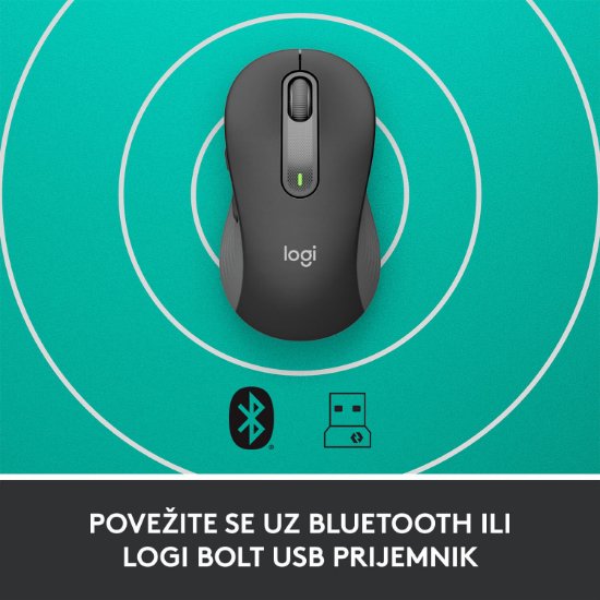 Miš LOGITECH M650 L, bežični, optički, 4000dpi, USB, BT, crni