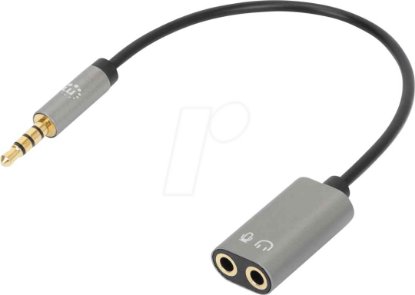 Adapter MANHATTAN, 3.5mm (M) na 2 x 3.5mm (Ž), Y-razdjelni, 0.20m