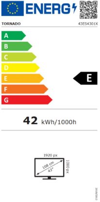 QLED TV 43” TORNADO, FHD, WEBOS, WIFI, energetski razred E, crni