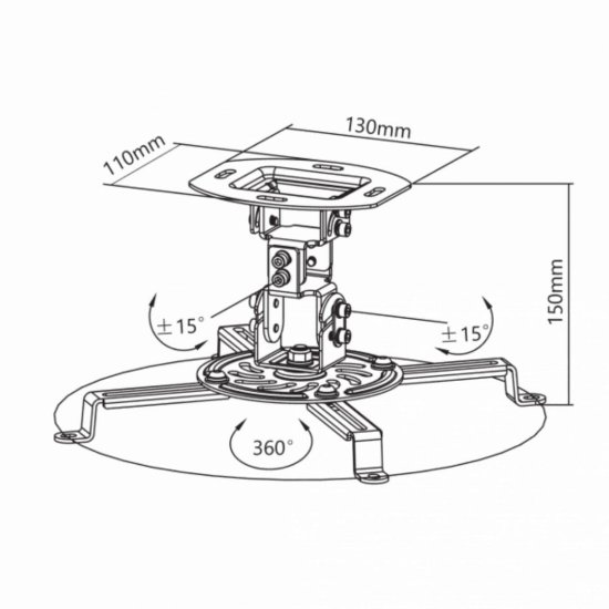 Nosač za projektor SBOX PM-18, do 13.5kg, stropni, bijeli