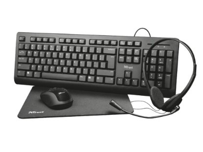 Tipkovnica + miš + podloga + slušalice TRUST Primo Home Office Set