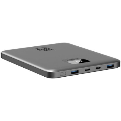 Mobilni USB punjač CANYON PB-2008 LED Flat, 20000mAh, PD 100W, QC3.0, 2x USB-A, 2x USB-C, sivi