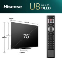 Mini-LED TV 75" HISENSE 75U8NQ, Smart TV, 4K UHD, 144Hz, DVB-T2/C/S2, HDMI, Wi-Fi, USB, LAN, energetski razred D