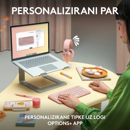 Tipkovnica + miš LOGITECH Pebble 2 Combo, bežična, bijela