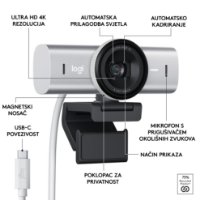 Web kamera LOGITECH MX Brio, 4K UHD, USB-C, svijetlo siva