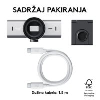 Web kamera LOGITECH MX Brio, 4K UHD, USB-C, svijetlo siva