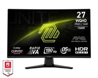 Gaming monitor 27" MSI MAG 274CQF, QHD, VA, 180Hz, 1ms, 300cd/m2, zakrivljeni, crni