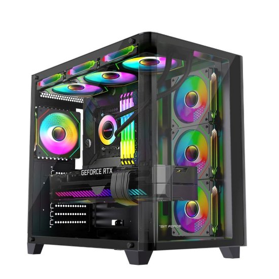 Kućište BIT FORCE CUBE ARGB-TGC-PWM4, ATX Mid-Tower, bez napajanja, crno