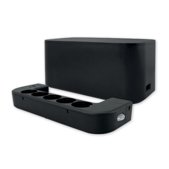 Organizator kabela s utičnicama, 5 šuko + 2 USB (A+C), 250 V~, max. 16 A / 3680 W, crni