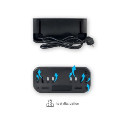 Organizator kabela s utičnicama, 5 šuko + 2 USB (A+C), 250 V~, max. 16 A / 3680 W, crni