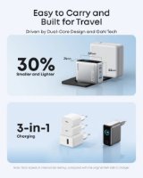 Kućni punjač ANKER KP GaN, 100W, 2x USB-C, USB-A, Kabel C-C, sreberni