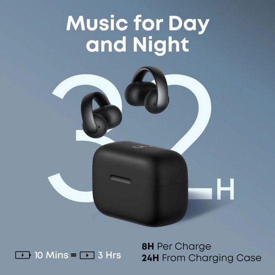 Slušalice ANKER SoundCore AeroClip, open-ear, bežične, Bluetooth, crne