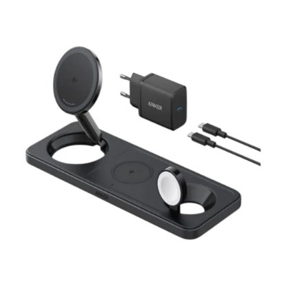Bežični punjač ANKER, Mag Go PAD 3u1, 15W, B25M1311, crni