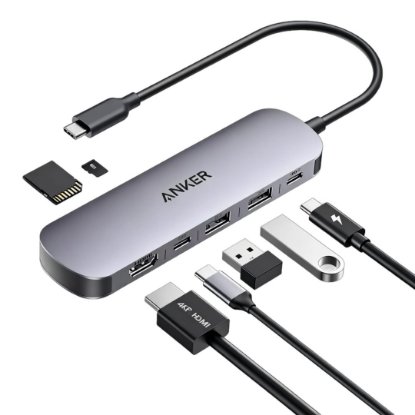 USB HUB ANKER, USB-C 7-u-1, 2x USB-A, 2x USB-C, SD,micro, SD, HDMI