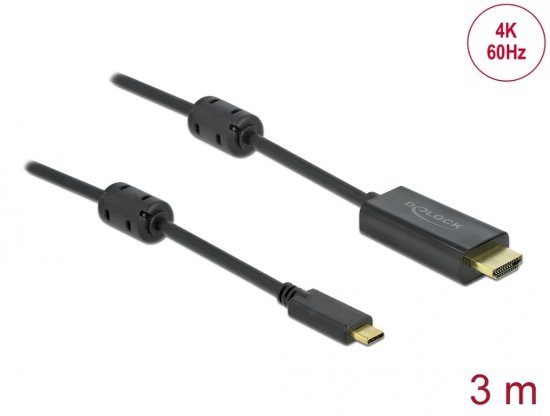 Kabel DELOCK, USB-C (M) na HDMI (M), DP Alt, 4k, 60 Hz, aktivni, 3m