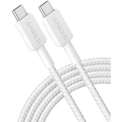 kabel ANKER 322, USB-C na USB-C, 0.9m, 60W, 3A, pleteni najlon, bijeli, magnetni