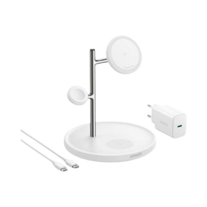 Bežični punjač ANKER MagGo, 15 W, podrška za brzo punjenje, USB-C ulaz, bežični izlaz (Qi), 1 x USB-C konektor, bijeli, 41 g