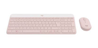 Tipkovnica + miš LOGITECH MK470 Slim Wireless, bežična, roza