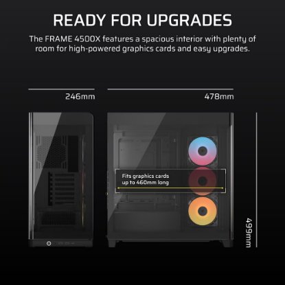 Kućište CORSAIR Frame 4500X, window, MIDI, E-ATX, crno, bez napajanja