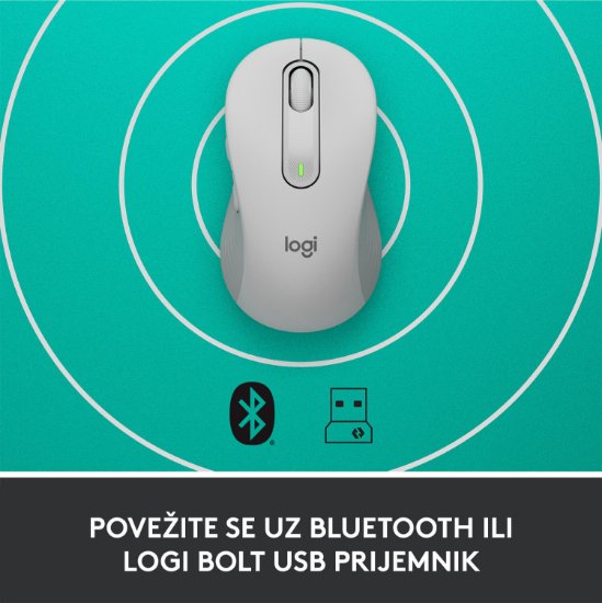 Miš LOGITECH M650 L, bežični, optički, 4000dpi, USB, BT, bijeli