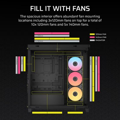 Kućište CORSAIR Frame 4500X, window, MIDI, E-ATX, crno, bez napajanja