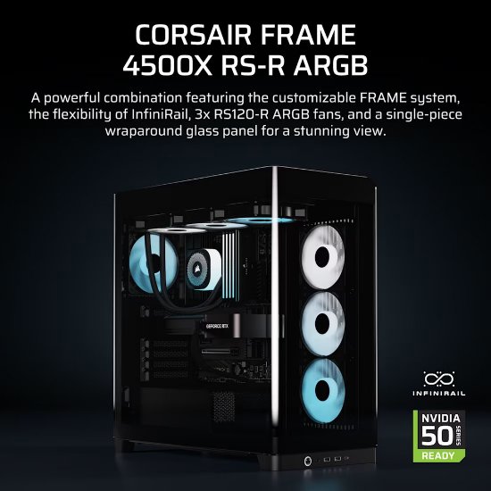 Kućište CORSAIR Frame 4500X, window, MIDI, E-ATX, crno, bez napajanja