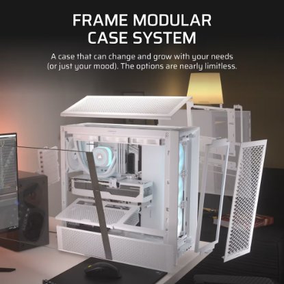 Kućište CORSAIR Frame 4000D RS ARGB, window, MIDI, ATX, bijelo, bez napajanja