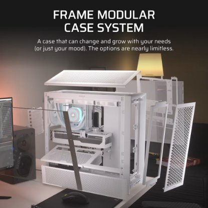 Kućište CORSAIR Frame 4000D, window, MIDI, ATX, bijelo, bez napajanja
