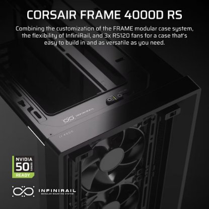 Kućište CORSAIR Frame 4000D RS, window, MIDI, ATX, crno, bez napajanja