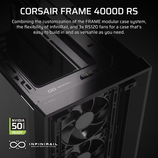 Kućište CORSAIR Frame 4000D RS, window, MIDI, ATX, crno, bez napajanja