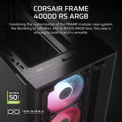 Kućište CORSAIR Frame 4000D RS ARGB, window, MIDI, ATX, crno, bez napajanja