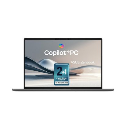 Laptop ASUS Zenbook 14 UX3407RA-QD026X / Snapdragon Elite X1E 78 100, 32GB, 1TB SSD, Qualcomm Adreno, 14" WUXGA OLED, Windows 11 Pro, sivi