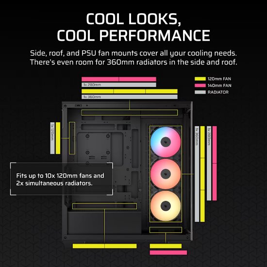 Kućište CORSAIR 3500X RS-R ARGB, window, MIDI-Tower, ATX, crno, bez napajanja