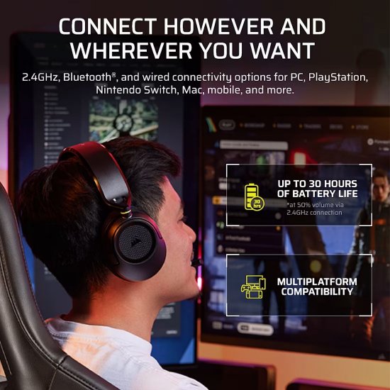 Slušalice CORSAIR HS35 v3, bežične, crne