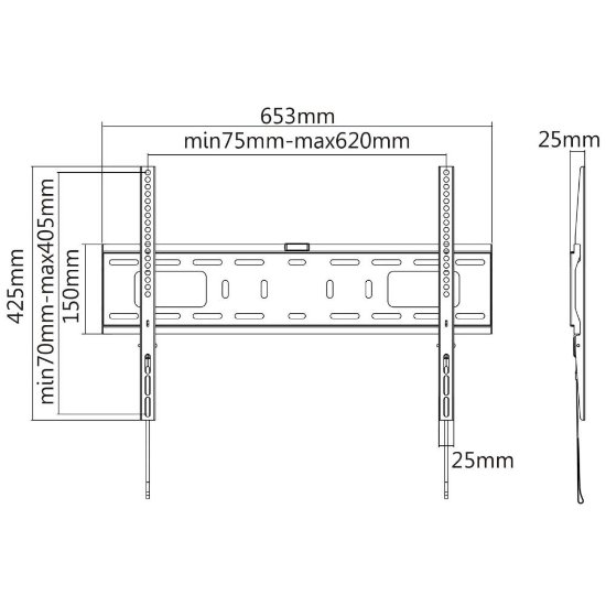 Nosač zidni za TV MANHATTAN 461986, 37" - 70", 50kg, fiksni