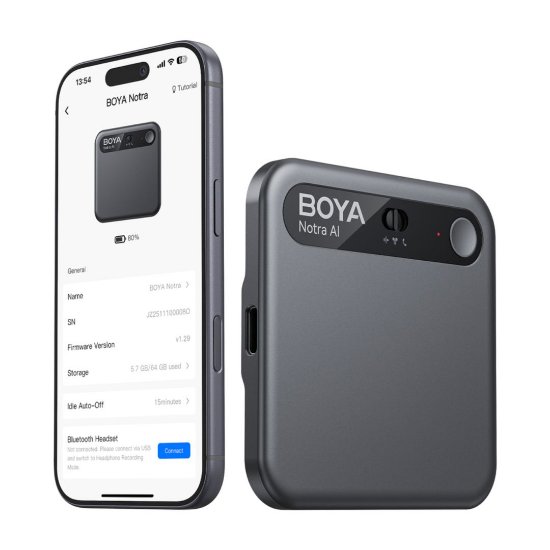 Mikrofon BOYA Notra Bluetooth, USB-C, crna