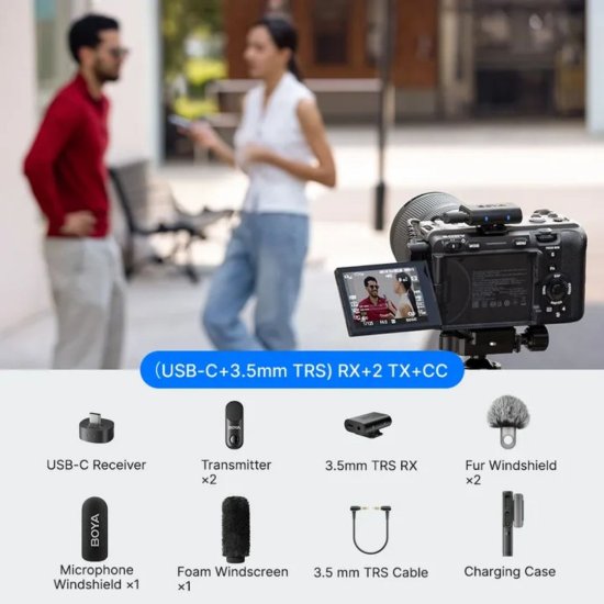 Mikrofon BOYA MAGIC-03, 2 TX i 2 RX + Charging Case, crni