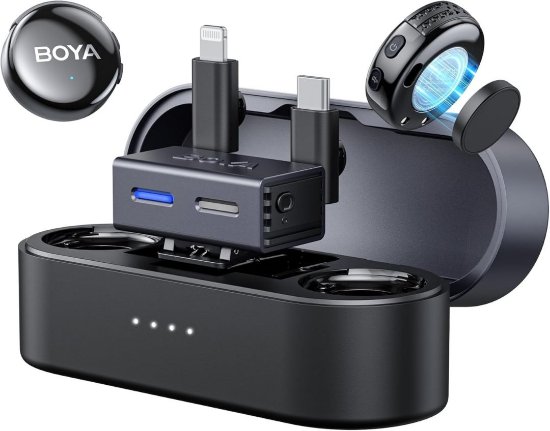 Mikrofon BOYA BOYALINK 3-01, 2.4 GHz, 2 TX i 1 RX + Charging Case, crni