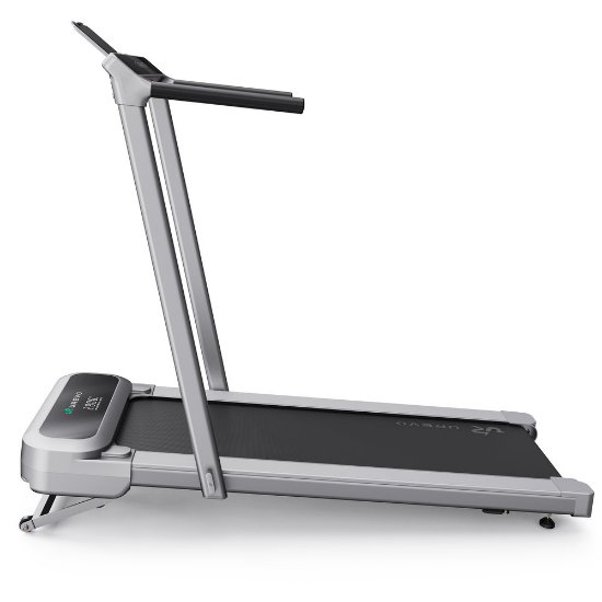 Traka za traka za hodanje i trčanje UREVO, FoldiMix 5L Pro Smart 2-u-1, max brzina 13.4 km/h, duljina trake 120 cm, 120 kg, srebrna
