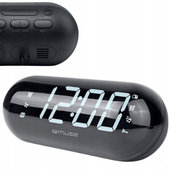 Radio budilica MUSE M-19 GL, 1.8 inch zaslon, PLL tuner, dual alarm, crna