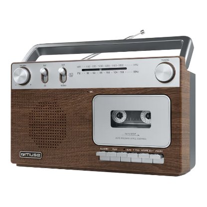 Radio kasetofon MUSE M-152 WS, Analog FM i MW (AM), kasetofon s funkcijom snimanja, napajanje baterija/AC, smeđe/drvo