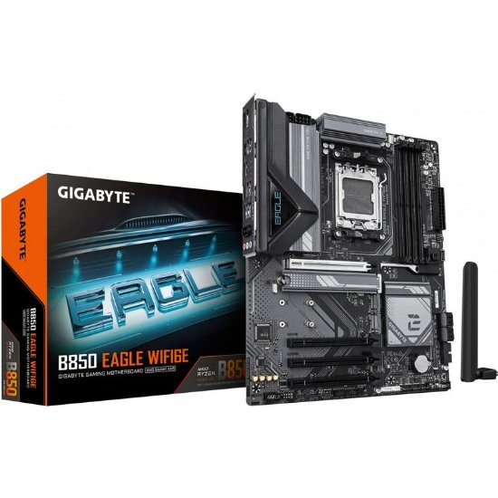 Gigabyte Mainboard Desktop B850 EAGLE WIFI6E (AM5, 4xDDR5, 1xDP, 1xHDMI, GLAN, WiFi6E, BT5.3, 1x PCIe x16 5.0, 3xPCIe x16 supporting PCIe 3.0 x1, 3xM.2, 4xSATA3) ATX