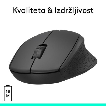 Miš LOGITECH M330 Silent Plus, optički, 1000dpi, bežični, crni, USB