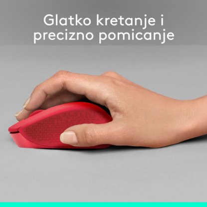 Miš LOGITECH M330 Silent Plus, optički, 1000dpi, bežični, crveni, USB