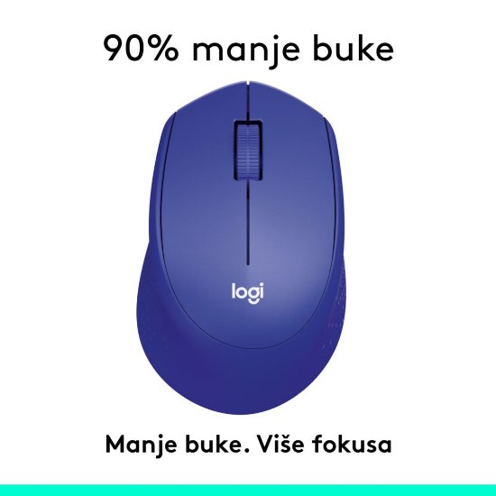 Miš LOGITECH M330 Silent Plus, optički, 1000dpi, bežični, plavi, USB