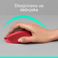 Miš LOGITECH M330 Silent Plus, optički, 1000dpi, bežični, crveni, USB