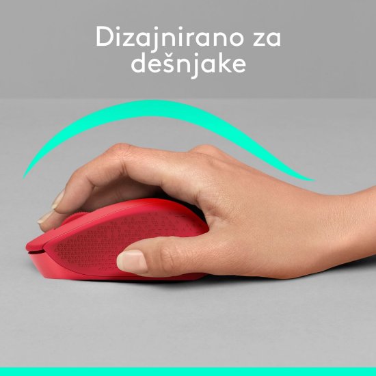Miš LOGITECH M330 Silent Plus, optički, 1000dpi, bežični, crveni, USB