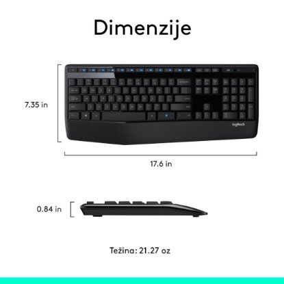 Tipkovnica + miš LOGITECH MK345 Wireless Combo, bežična, crna