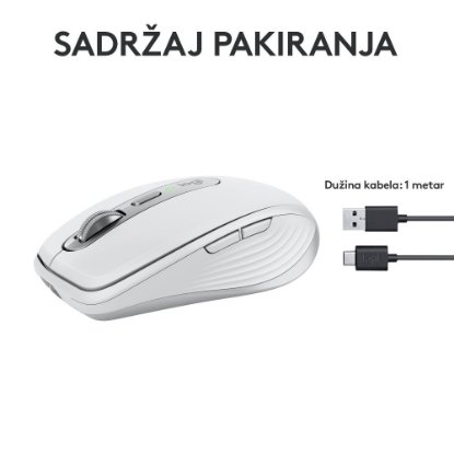 Miš LOGITECH MX Anywhere 3S, laserski, bežični, BT, pale gray