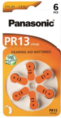 Baterije PANASONIC Zinc Air PR13L/6LB, za slušne aparate, 6 komada